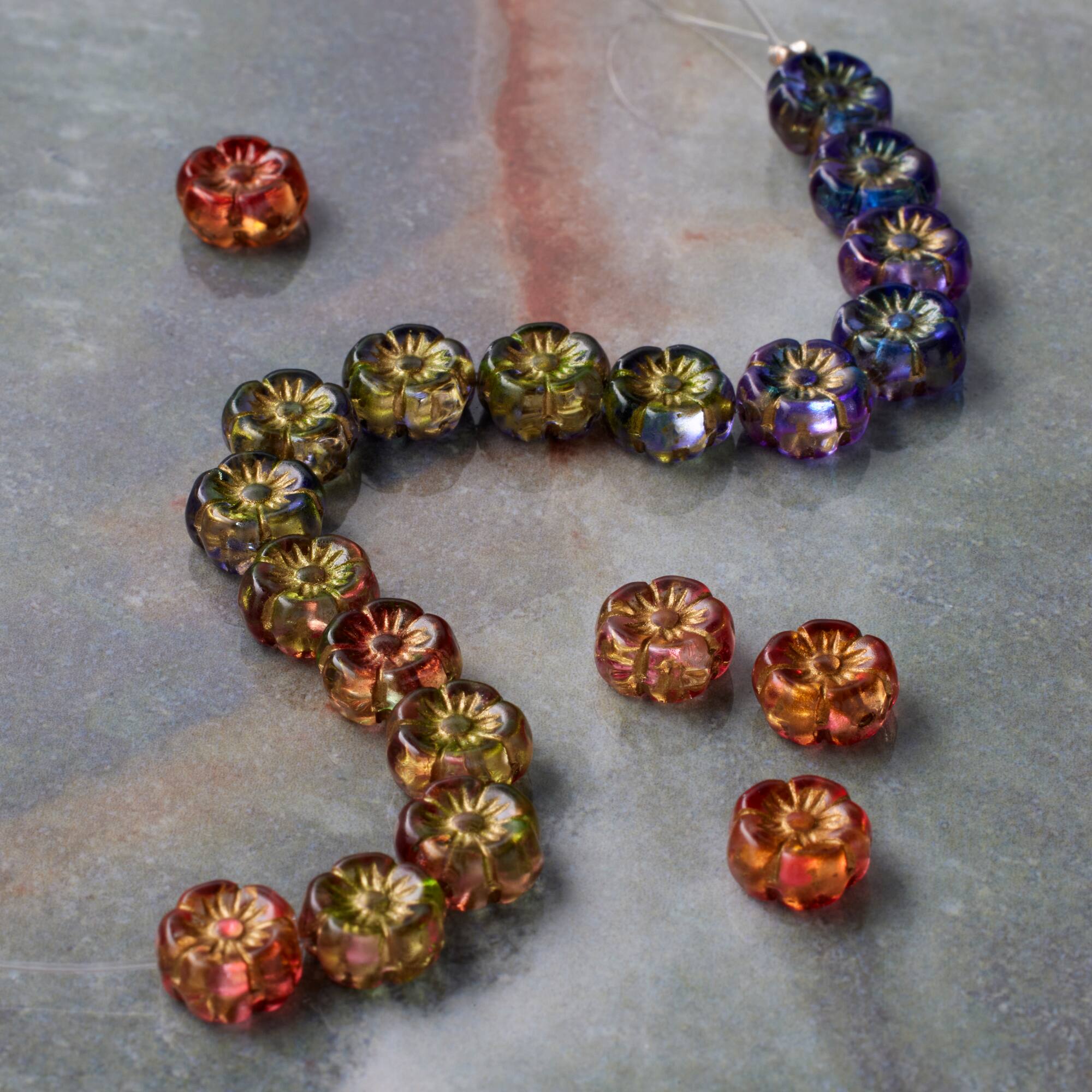 Sun Daisies Czech Glass Flower Beads, 8.6mm by Bead Landing™